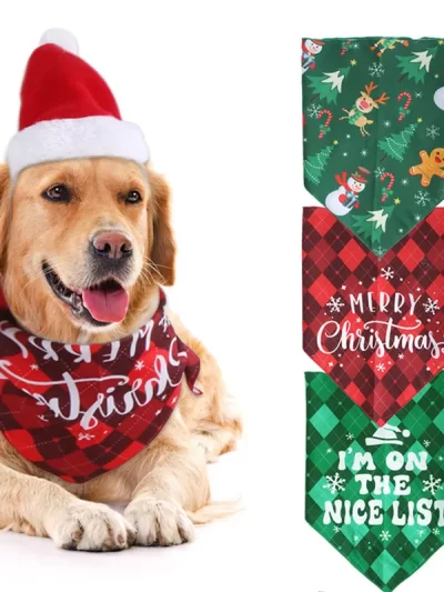 Christmas Dog Scarf Triangular Bandage Puppy Cats Pet Bandana Collar Cotton Bandanas Pet Tie Snowman Xmas Tree Pet Products